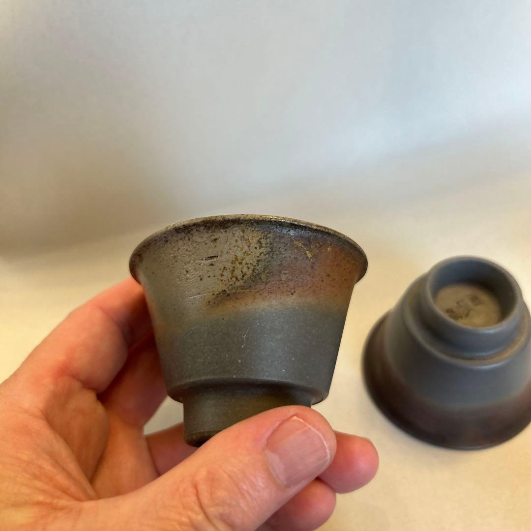 値引き』備前焼 藤田龍峰 煎茶器 煎茶碗5客 青備前