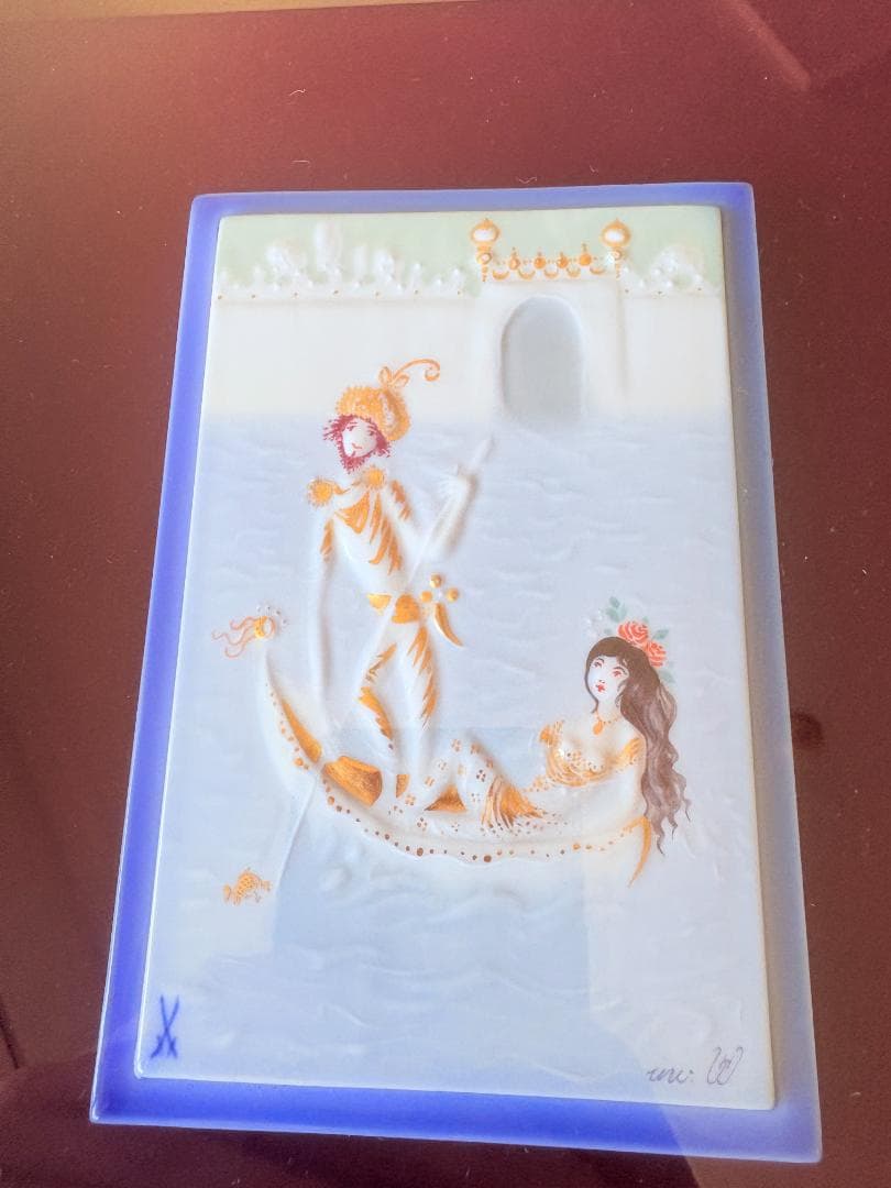 マイセン 陶板 アラビアンナイトより「ゴンドラ」プラーク