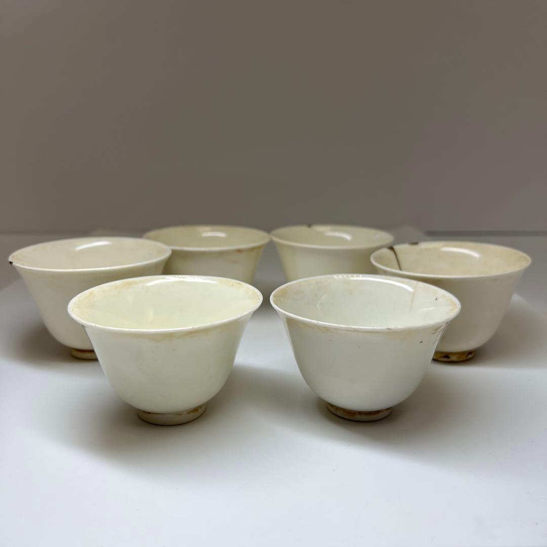 古代 白高麗 煎茶碗6客 口径約7.5㎝ 東Y8-0106☆2F