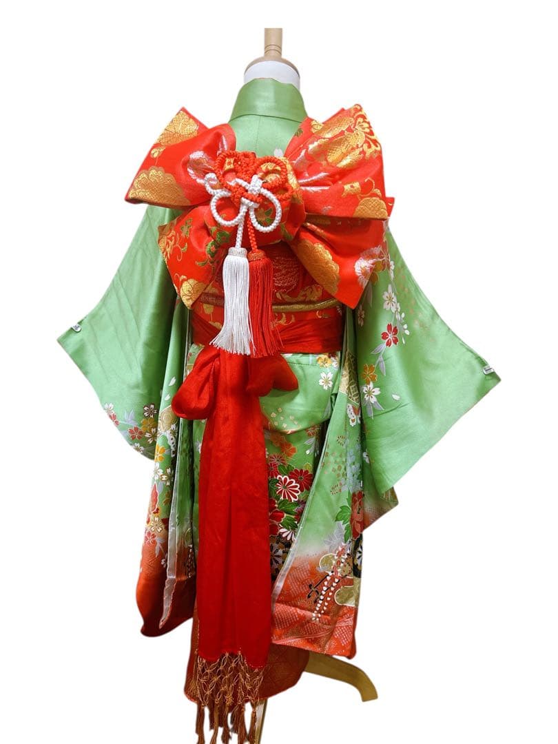 お買い得品♡七五三　7歳　女の子　フルセット　一式　緑　正絹