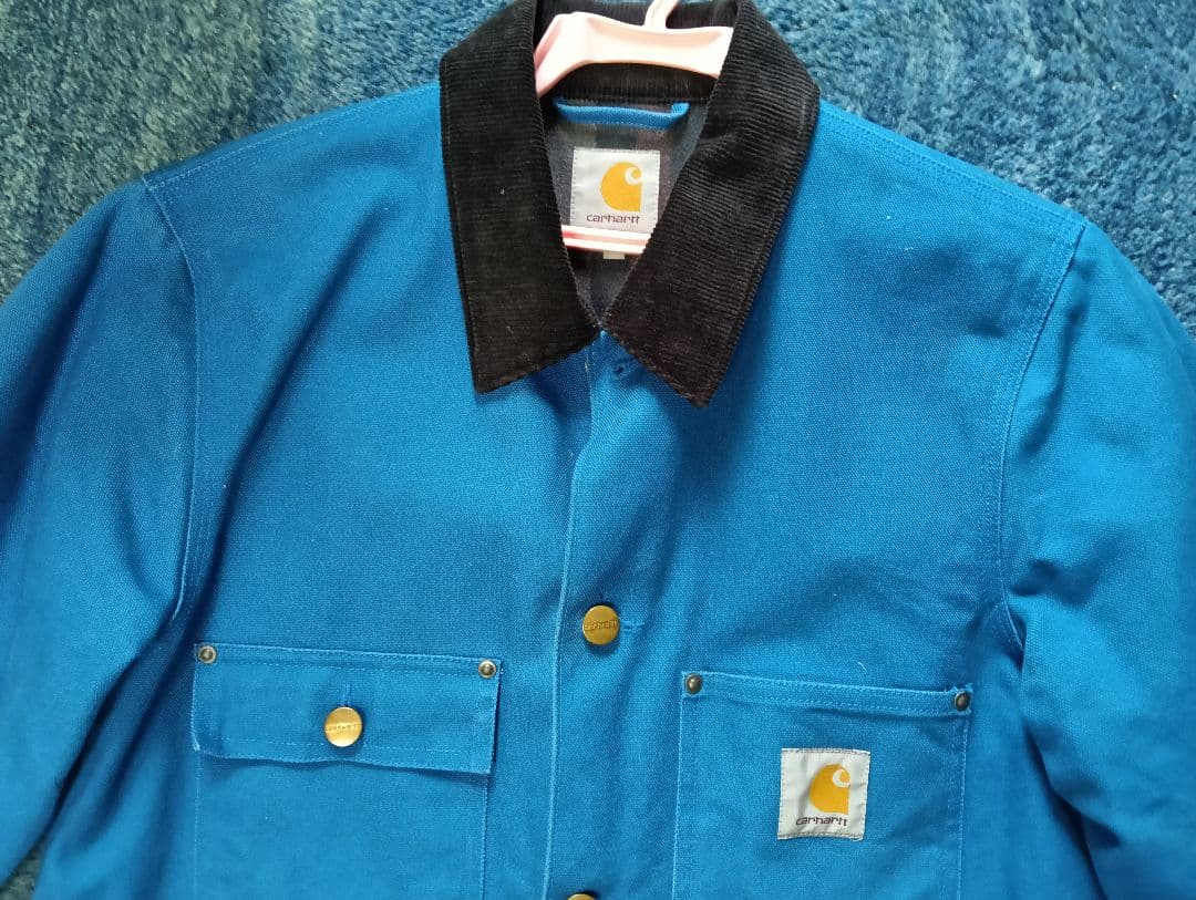 コットンジャケット 青 コーデュロイ　carhartt sサイズ