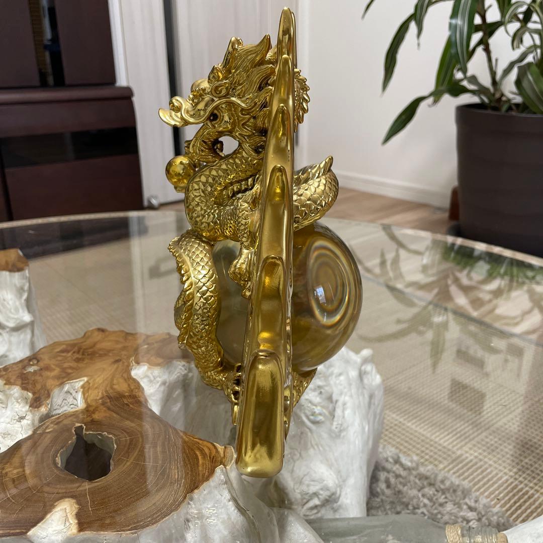 黄金炎龍神様【縁起物】 龍神様 金龍 竜 龍 置物 大金運