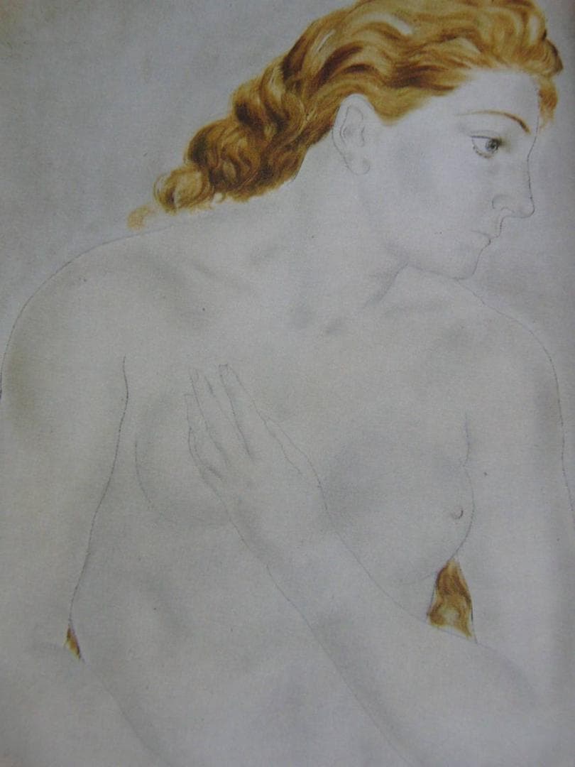 藤田嗣治、「Buste de femme」、希少画集の額装画、人気作品