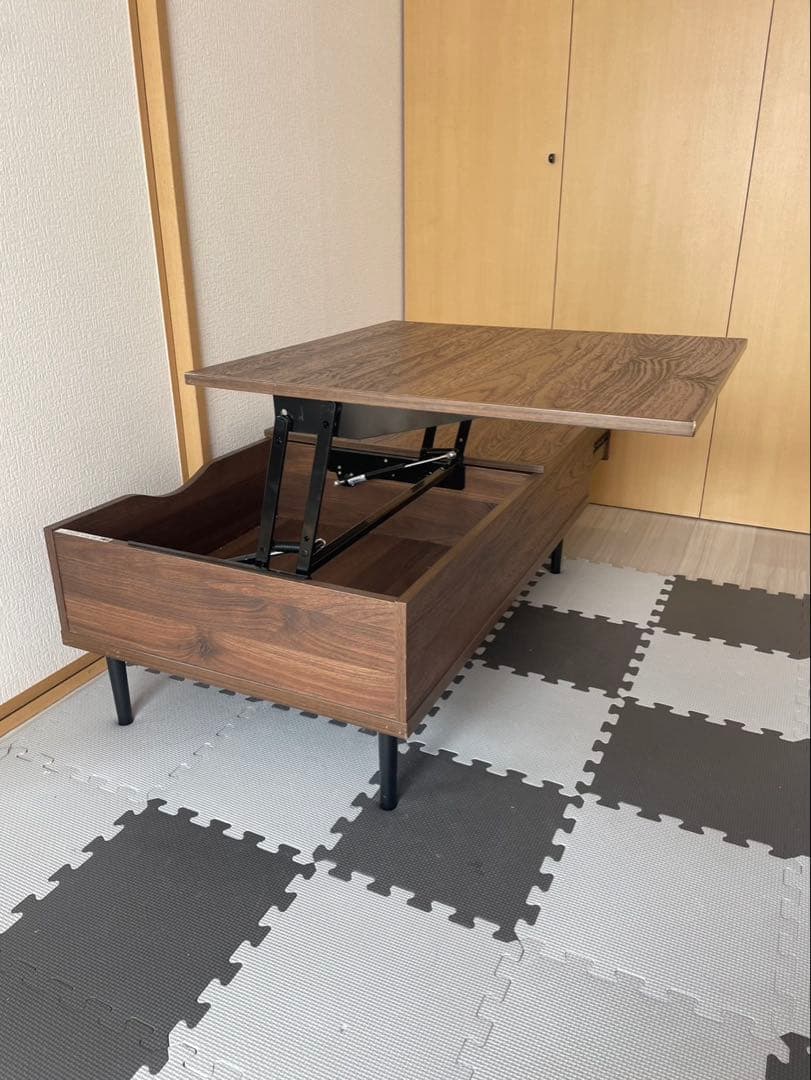 ジ*ナ様 美品 ニトリ 昇降リビングテーブル 収納引き出し付き ロー