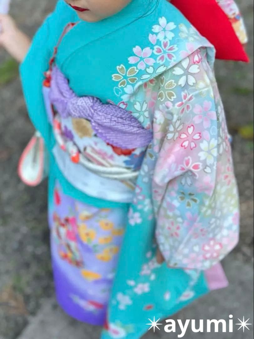 七五三　7歳用　着物、小物セット✴︎ミントグリーン