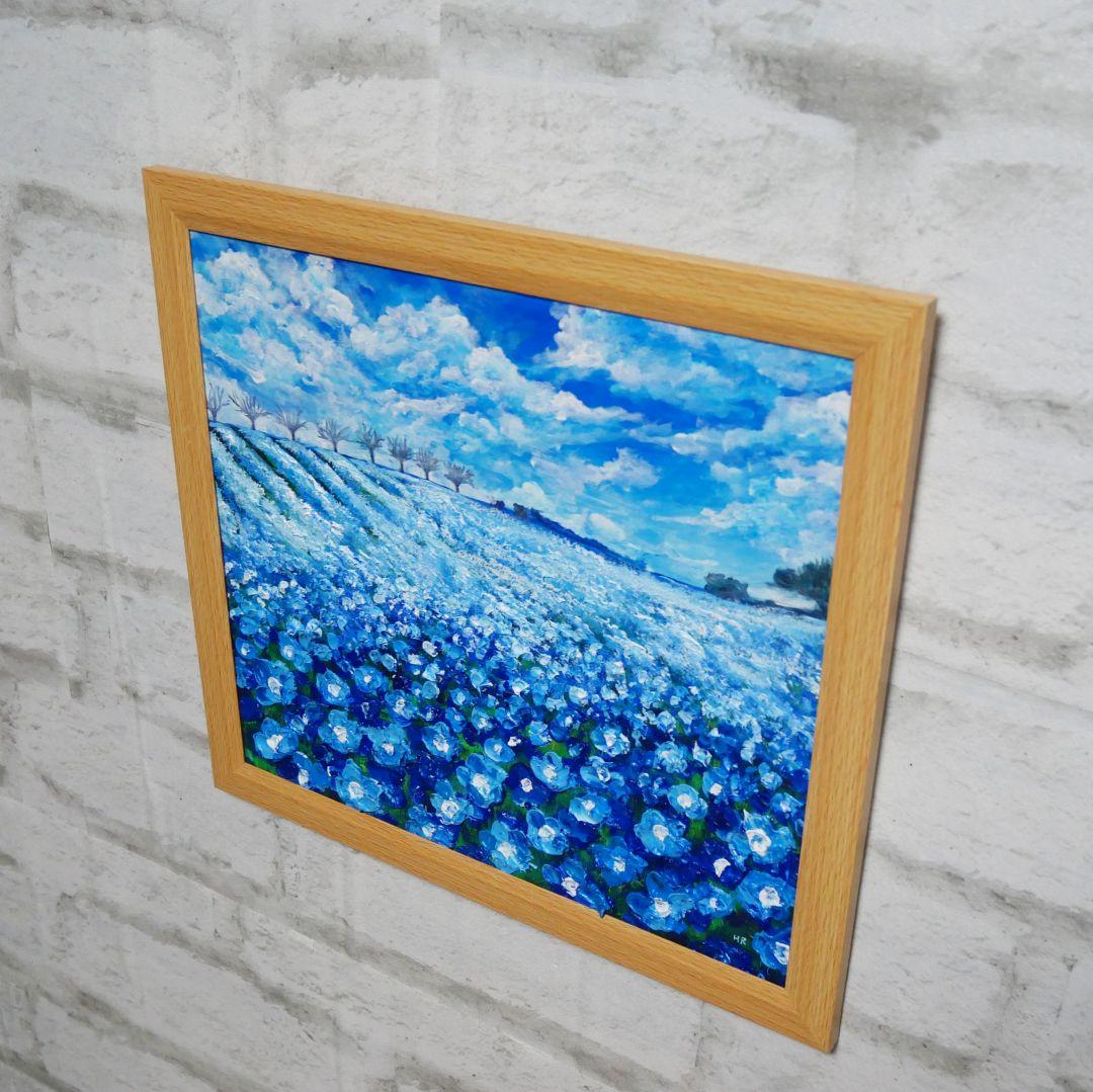 油絵 油彩 油彩画 絵画 絵【ネモフィラブルーの丘】