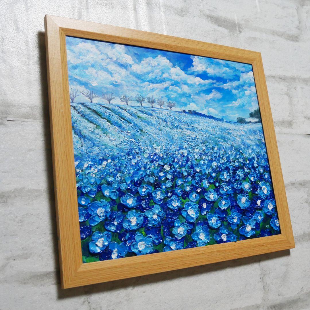 油絵 油彩 油彩画 絵画 絵【ネモフィラブルーの丘】