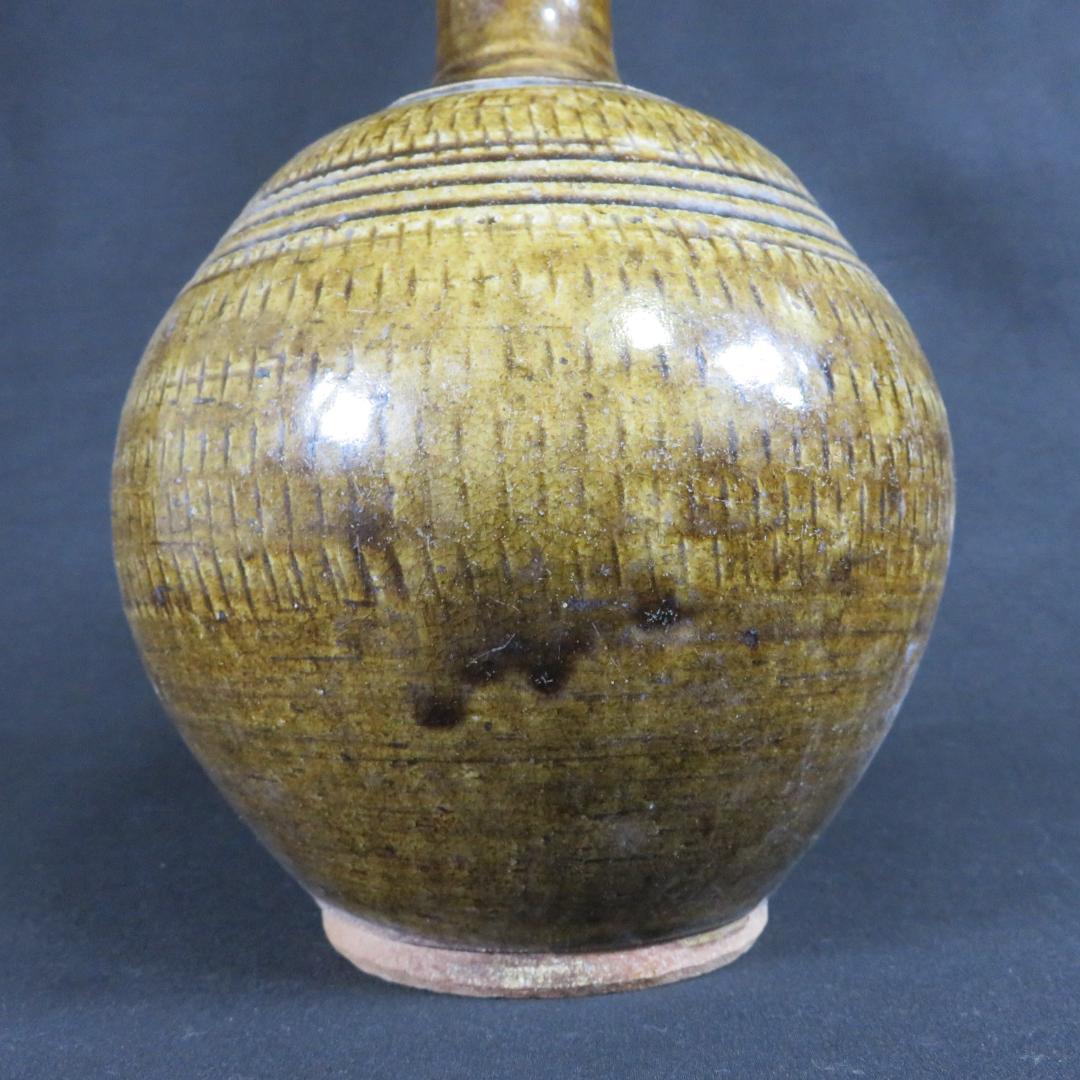 古相馬 上野目 飴釉 飛鉋 壺 徳利 花器 民藝 時代物 窯傷 美品 美術品