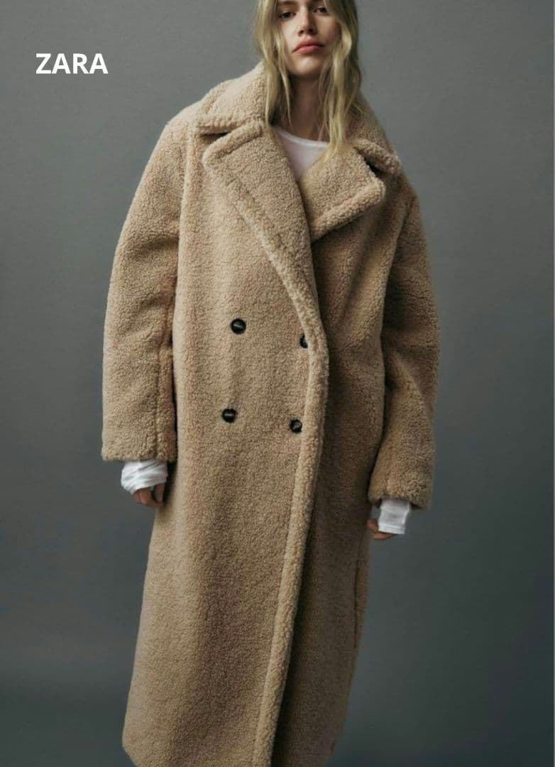 ZARA テディベアコート ボア生地ロングコート M ボア ZARA(ザラ