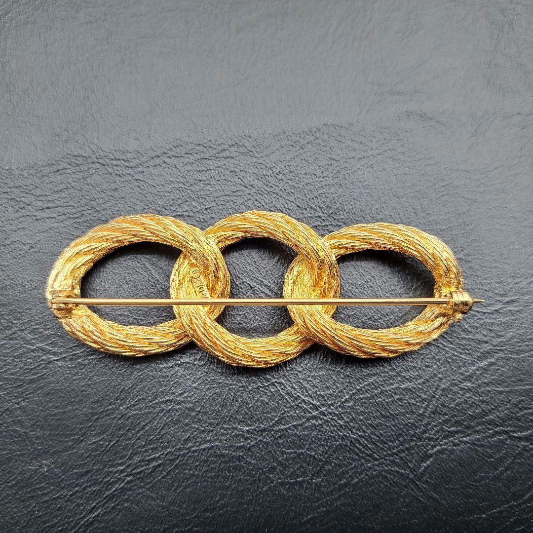 美品☆ Dior ディオール ブローチ ツイスト ゴールド サークル 3連