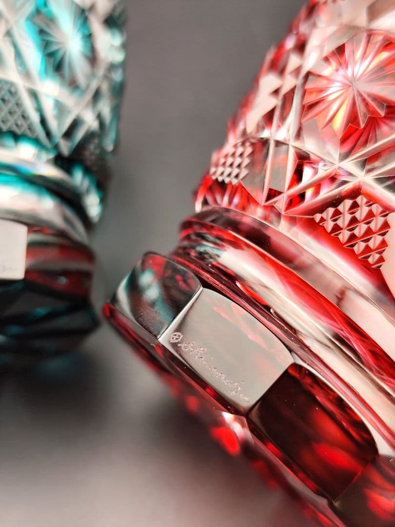 定価14万円超☆島津薩摩切子 焼酎オンザロック 2客（切子、江戸切子