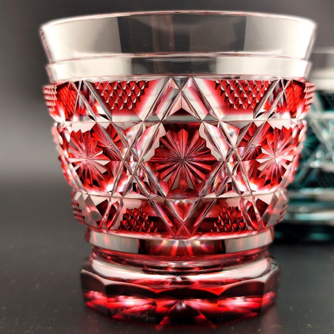 定価14万円超☆島津薩摩切子 焼酎オンザロック 2客（切子、江戸切子