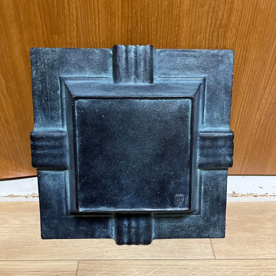 日本鋳鉄サイン入り 灰皿香炉喫煙具 金属工芸品 博堂 御所車 昭和レトロ