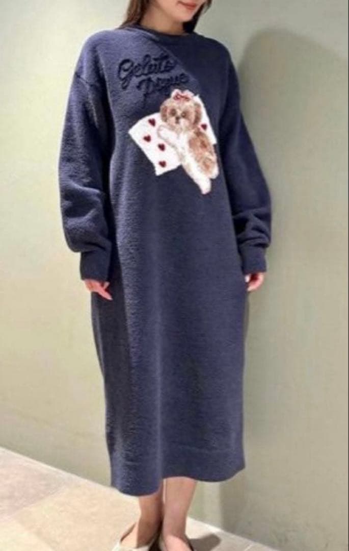 新品♡ジェラートピケ♡ シーズ―ジャガードワンピース　ネイビー