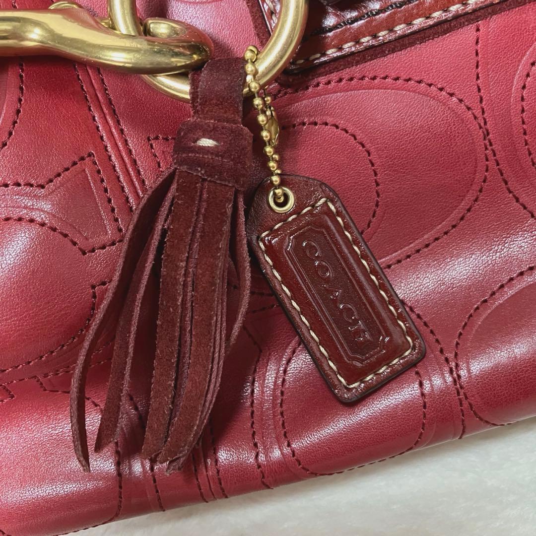 【希少】COACH✨ハンドバッグ　シグネチャー　タッセル　レザー　オールドコーチ