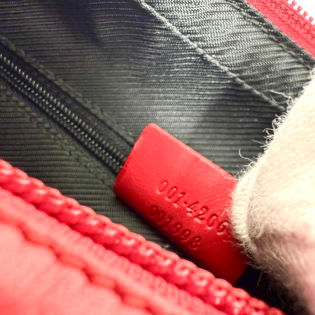【鑑定済】Gucci グッチ GGキャンバス ワンショルダー バッグ赤 レッド