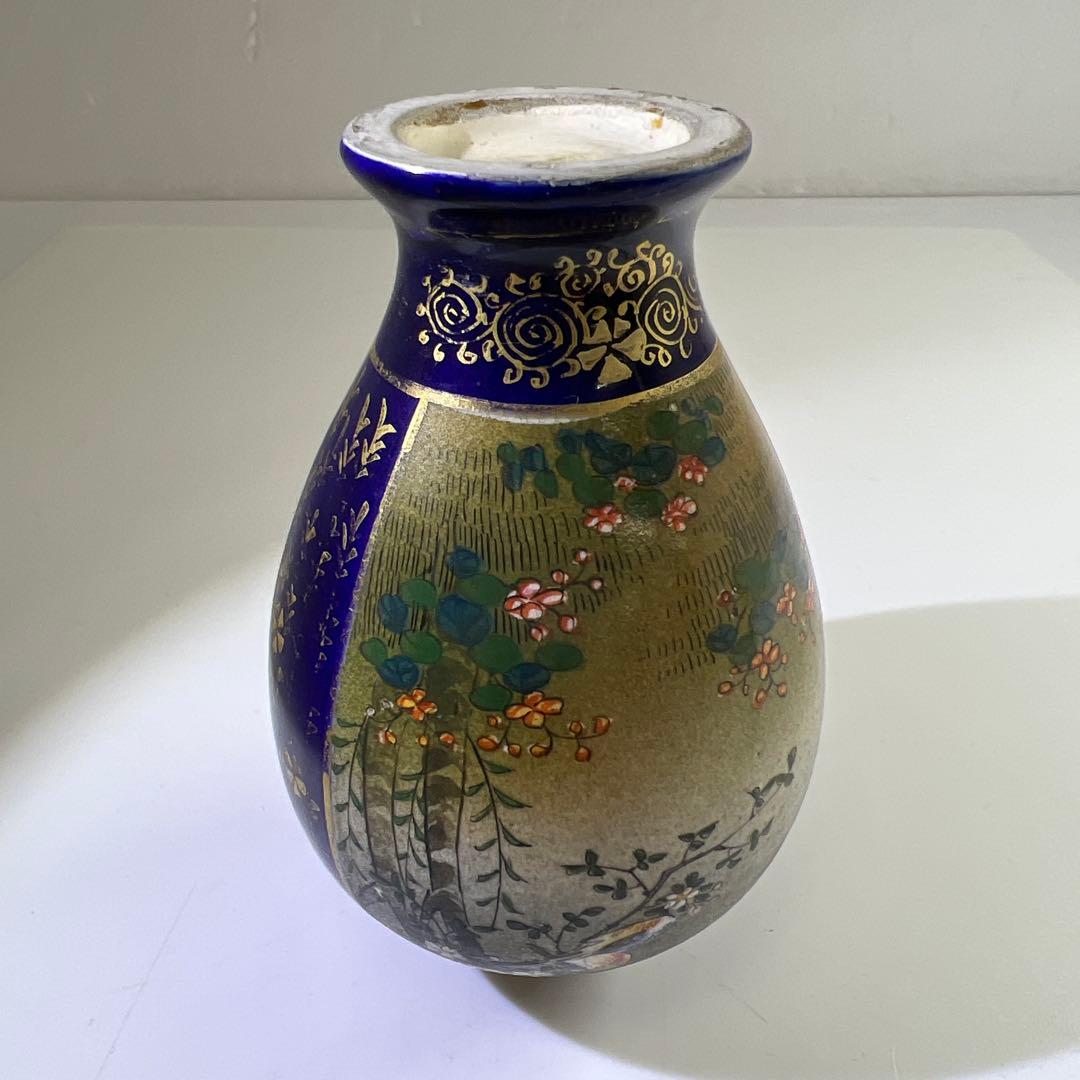 明治極上工芸 京薩摩錦光山花入 高さ9.5㎝ 東Y7-0819