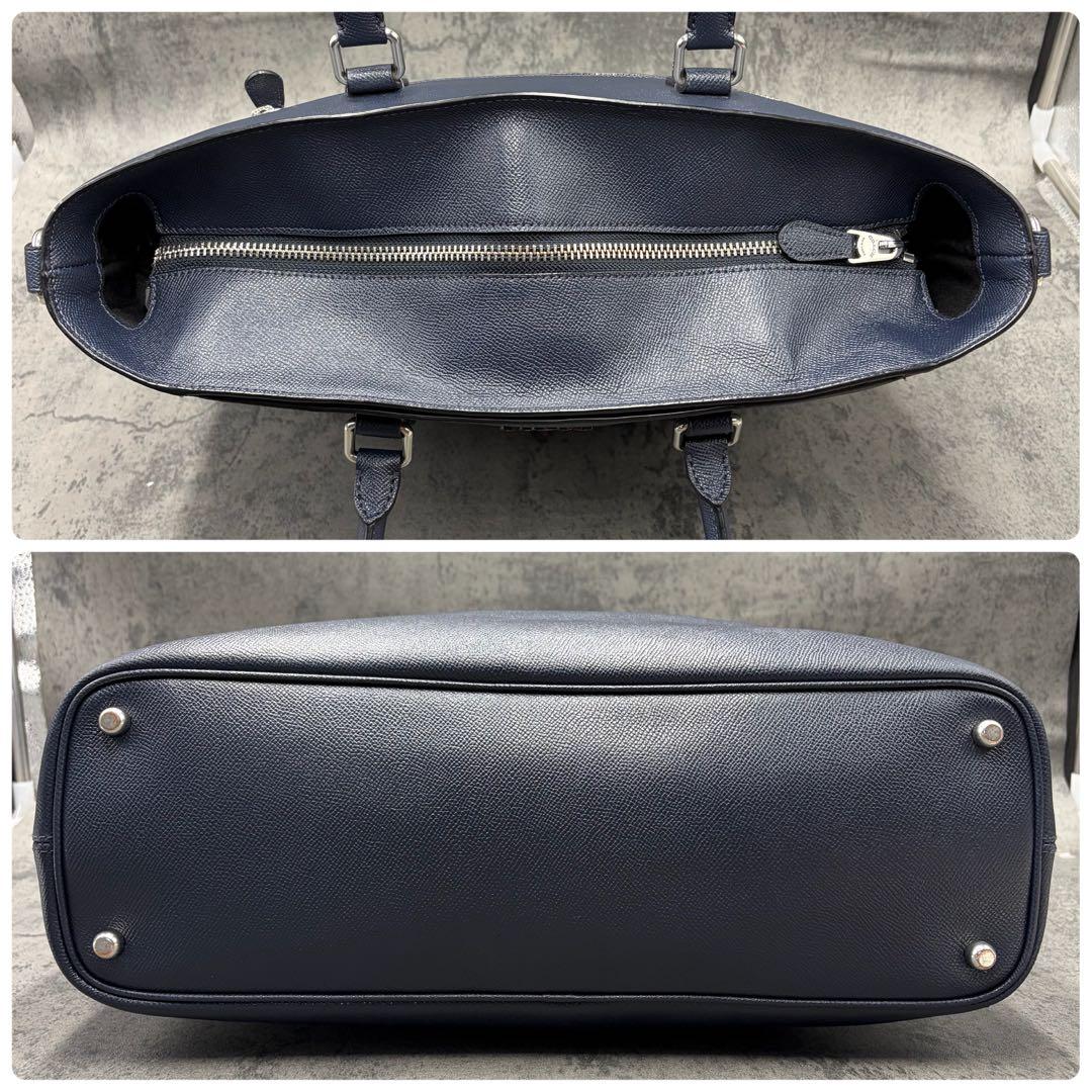 極美品 コーチ ビジネスバッグ 肩掛け レザー A4 メンズ C2842 紺