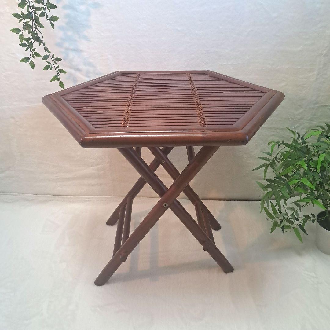 ヴィンテージ 花台 サイドテーブル バンブー 竹 飾り台 レトロ