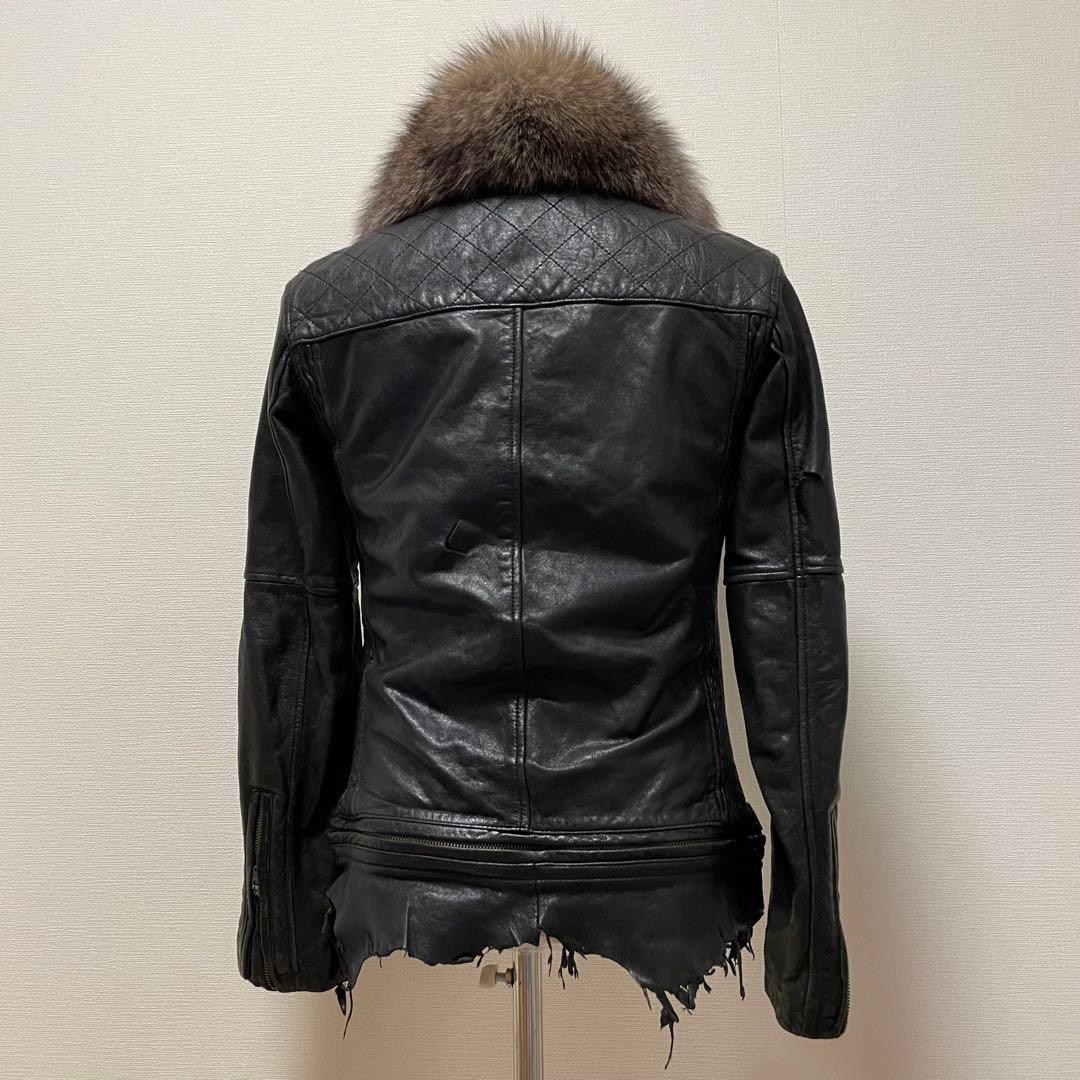 00s japanese label fur leather jacket BL