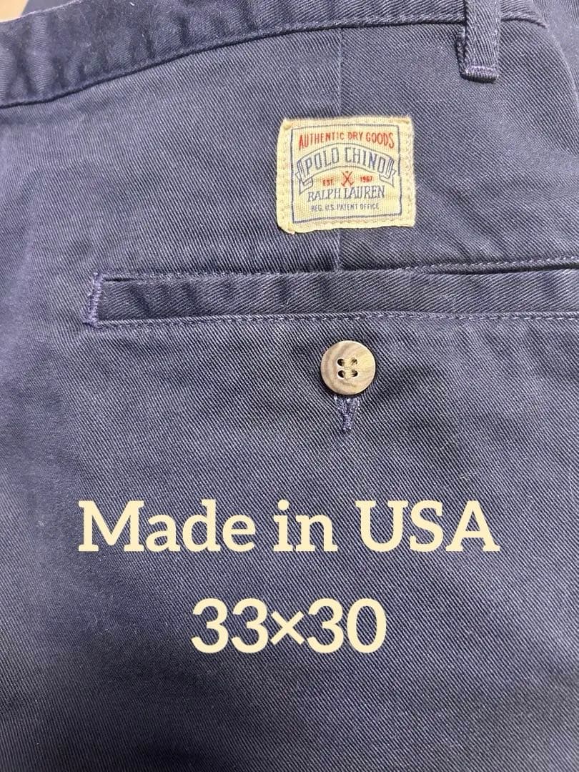 usa製 初期タグ ポロチノ W33 L30 ポロラルフローレン ネイビー 紺