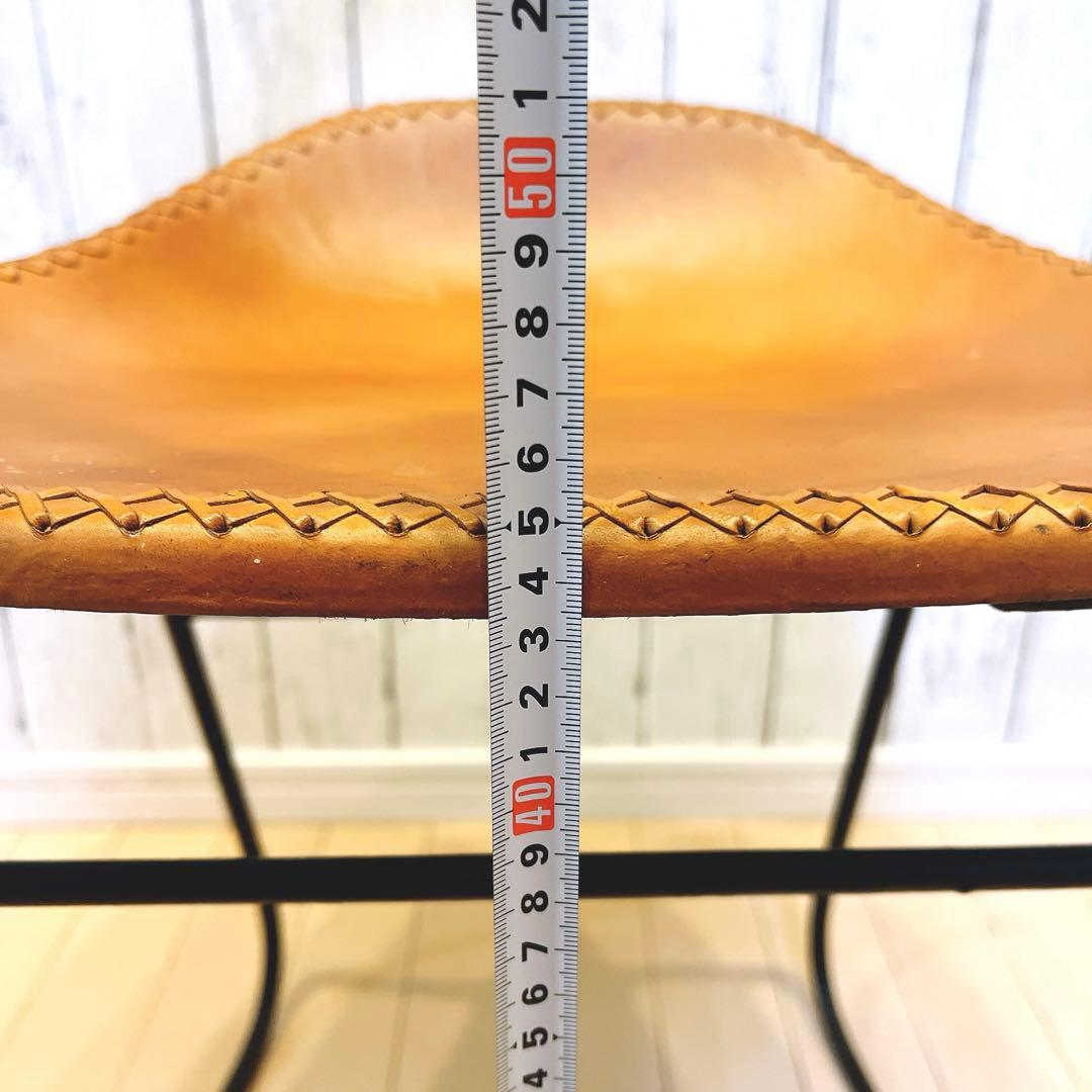 本革スツール レザースツール アイアンレッグ キャメル