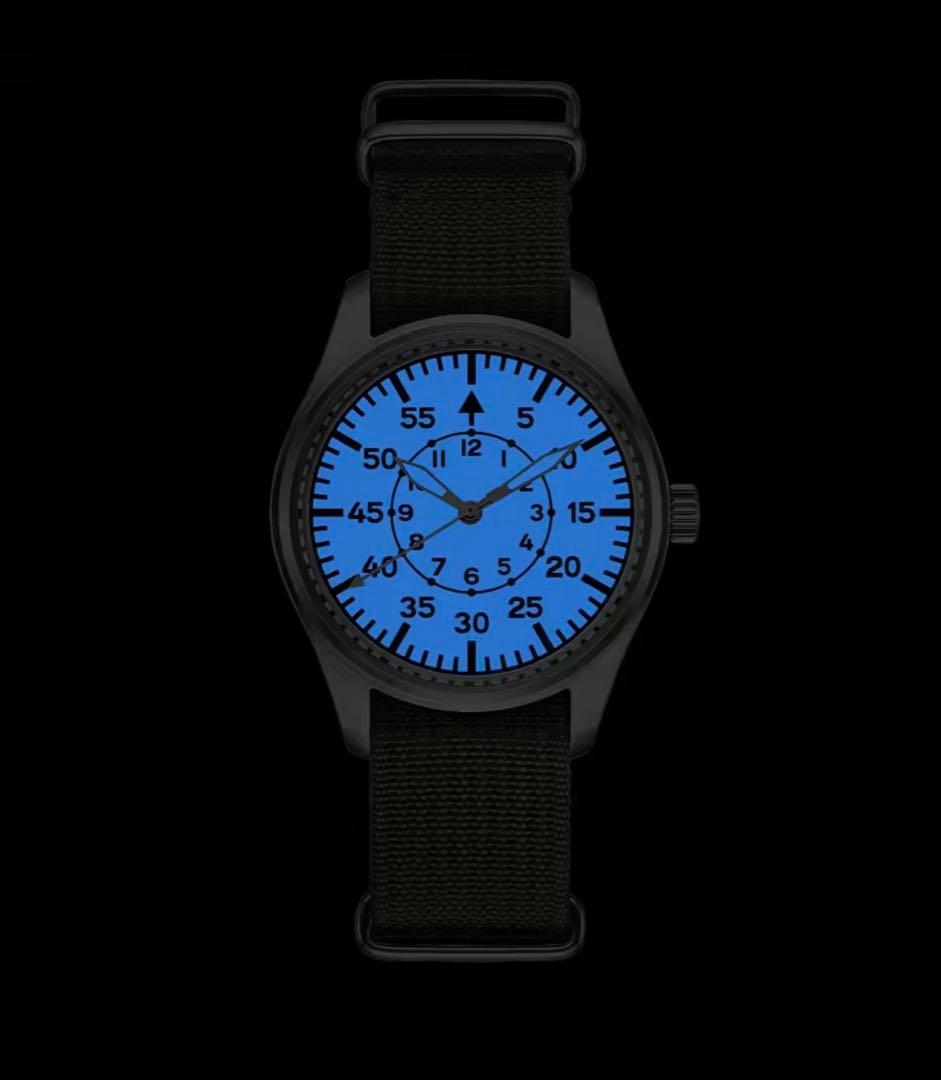 新品 ミリタリーウォッチ ドイツ軍 パイロットウォッチ　全ルミ クォーツ