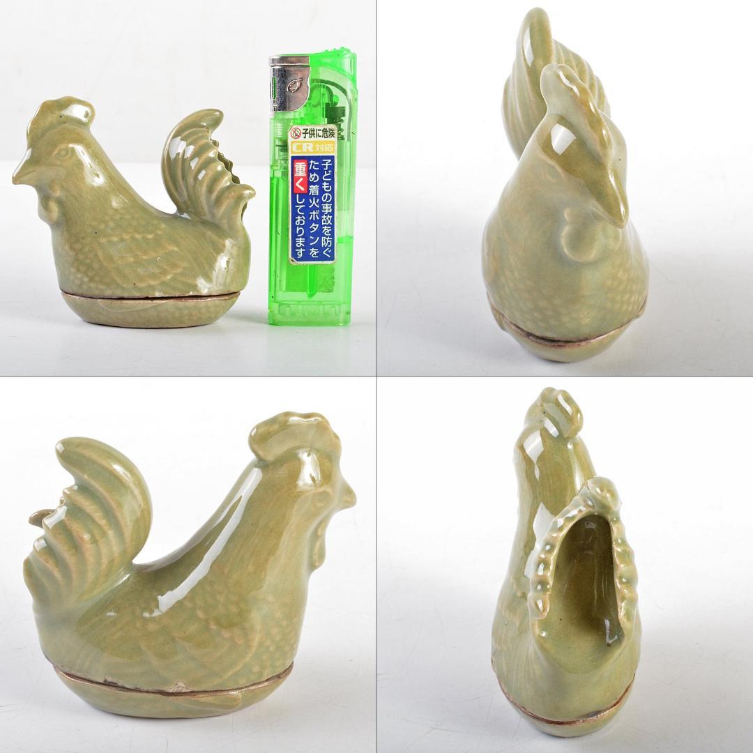 茶道具　青磁　鶏香合　時代箱付　V　R5553