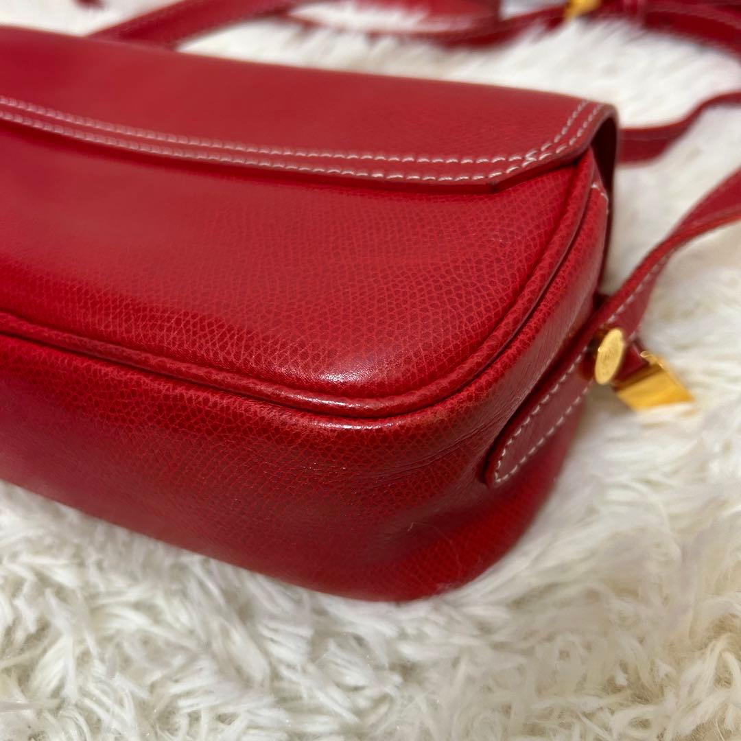 外観美品 LOEWE レザー　レッド　アナグラム　ショルダーバックロスボディ