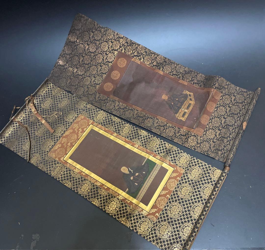 江戸時代　絹本　行信遠慶宿録　掛け軸2個 江戸時代 絹本 行信遠慶宿録 掛け軸2個 江戸時代 絹本 行