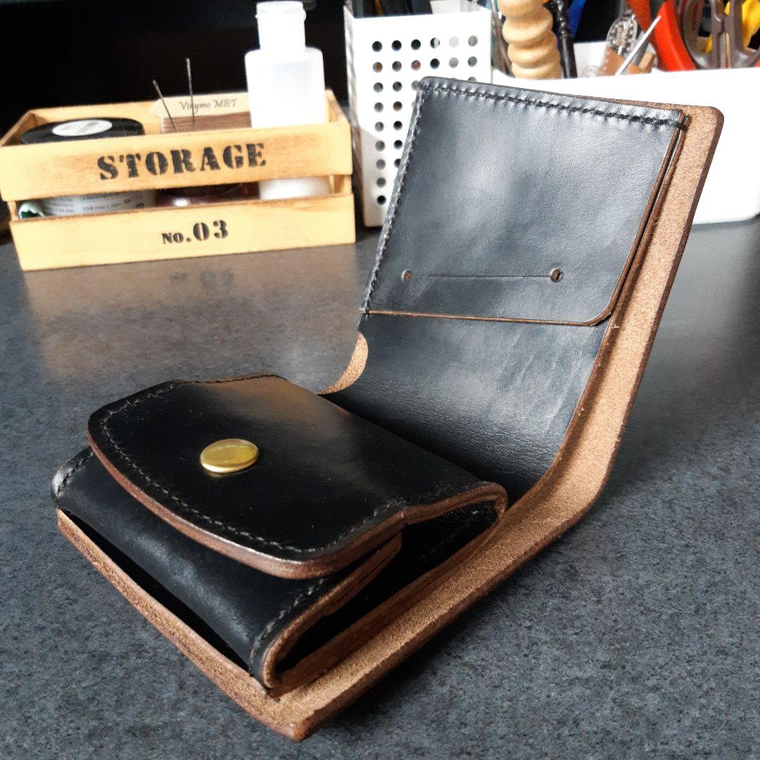 特厚★HORWEEN★クロムエクセル　二つ折り財布 オールブラック