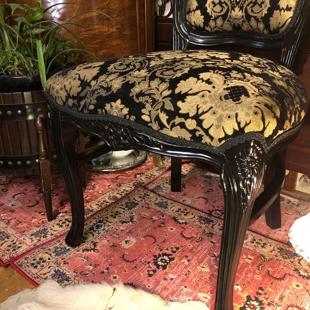 Sale 猫脚アンティーク チェア ブラック 金系