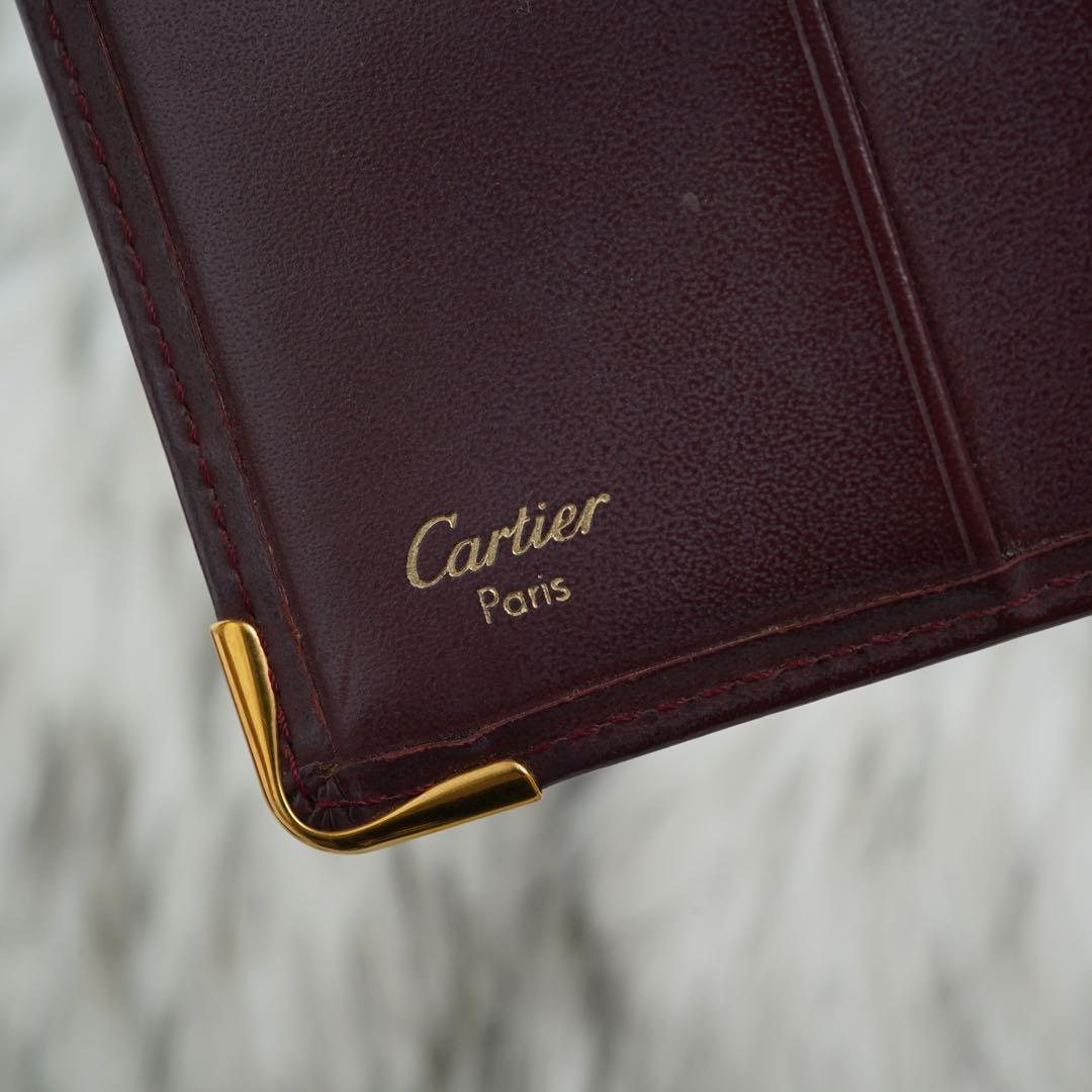 美品　箱付き　Cartier カルティエ　折り財布　マストライン　ボルドー　希少