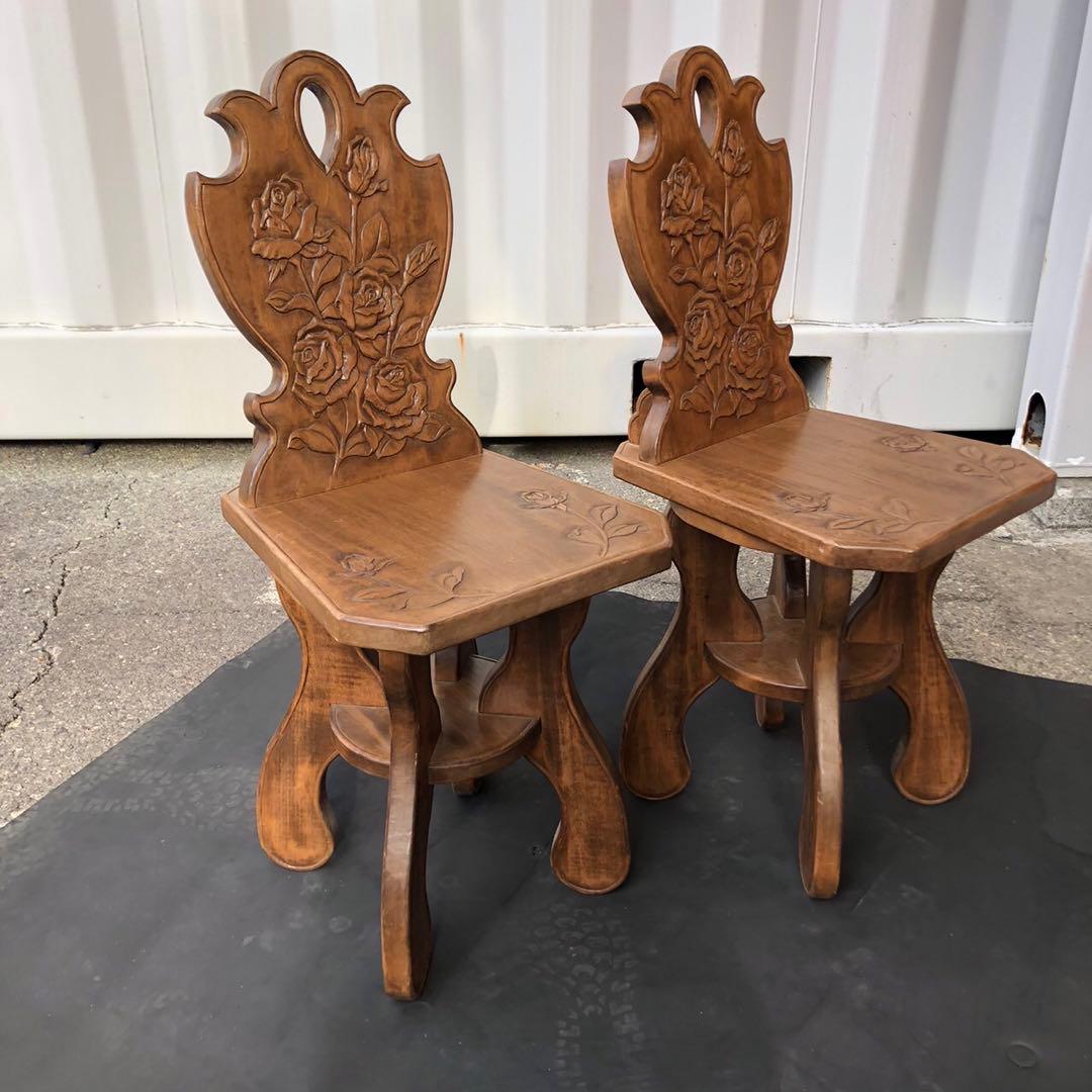 木製花彫刻ダイニングテーブルセット