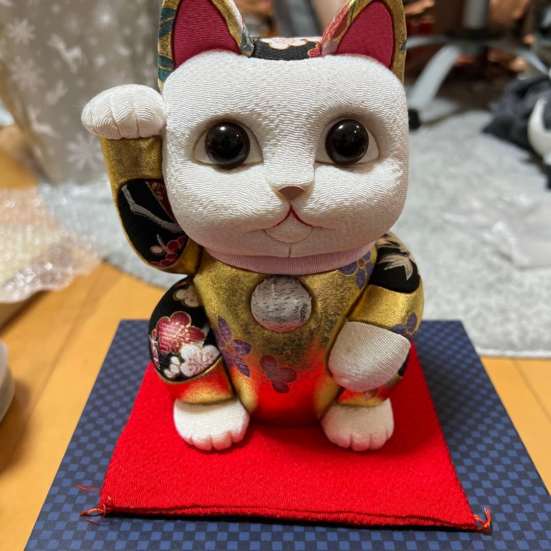 柿沼東光作 江戸木目込人形 招き猫（白） - メルカリ