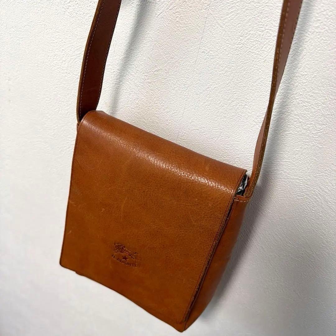 IL BISONTE スクエアレザーショルダーバッグ イタリア製