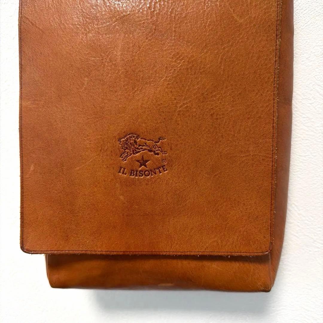 IL BISONTE スクエアレザーショルダーバッグ イタリア製