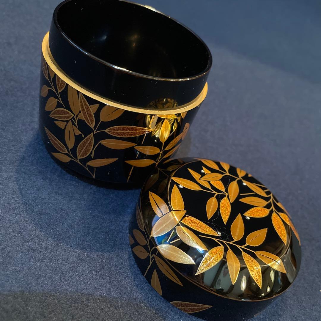 茶道具『雪吹 笹露 棗』輪島塗の名工【茶平 一斎】(作)共箱 ※美