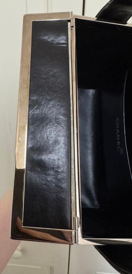 ヴィンテージ　CHANEL パーティーバッグ　エナメル　ブラック