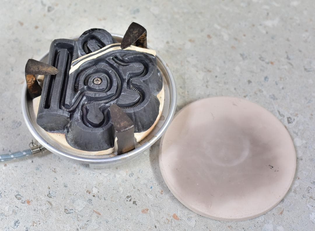 値下げ、浄雲作唐銅面取風炉＆野々田電熱器５００Ｗ　囲炉裏/お茶道具、共箱