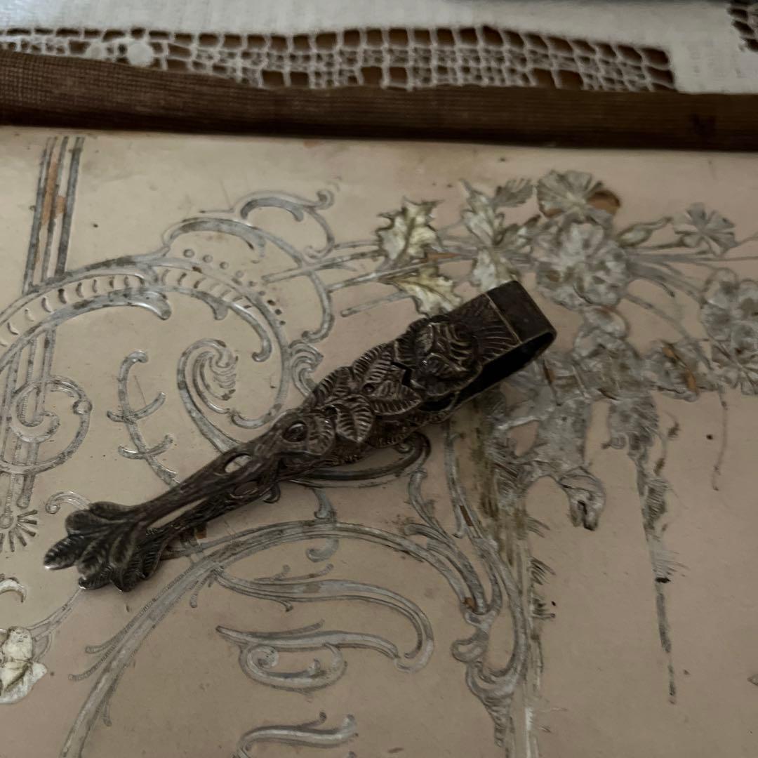 アンティーク シルバープレート カトラリー バラ ブロカント トング