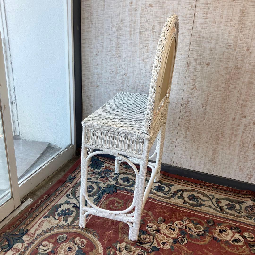 北欧レトロ 姫系 ラタンドレッサー 鏡台 椅子&ゴミ箱付き ビンテージ