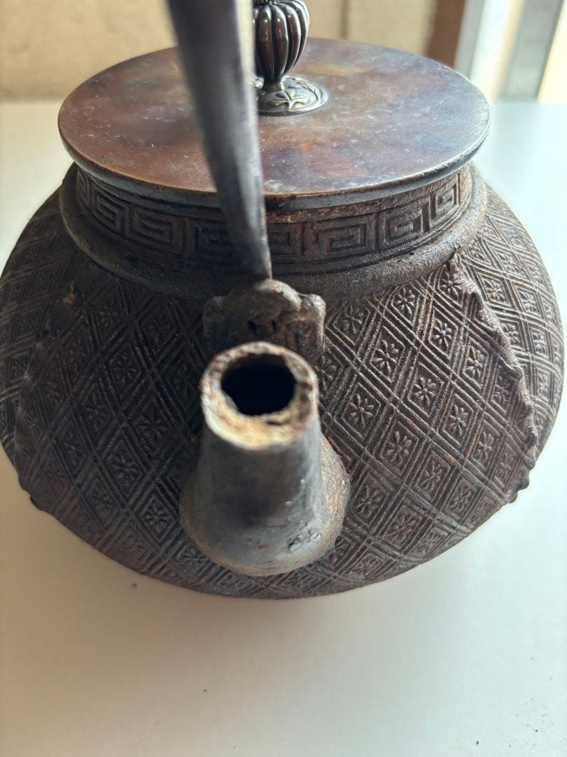 光玉堂 銀摘 鉄瓶 稀有 水漏れ無し / 龍文堂 亀文堂 光玉堂