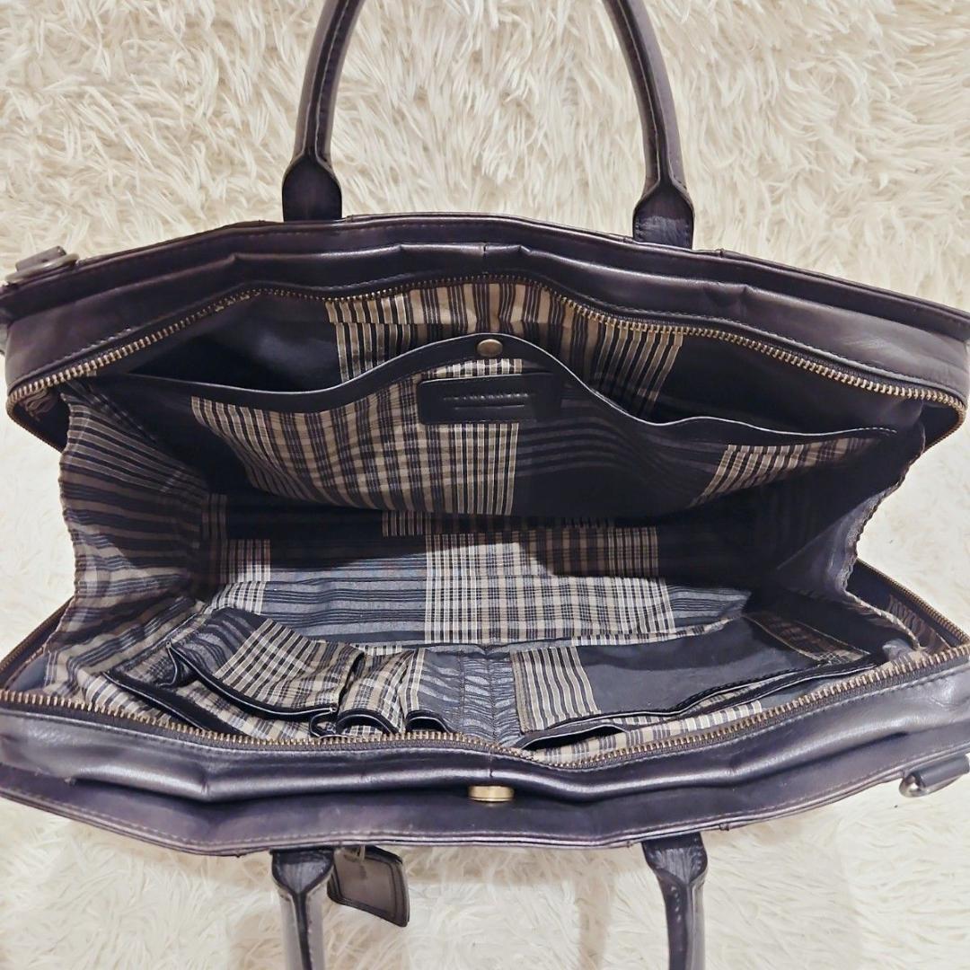 美品 マザーハウス ビジネスバッグ アンティーククラシッレザー A4 ブラック