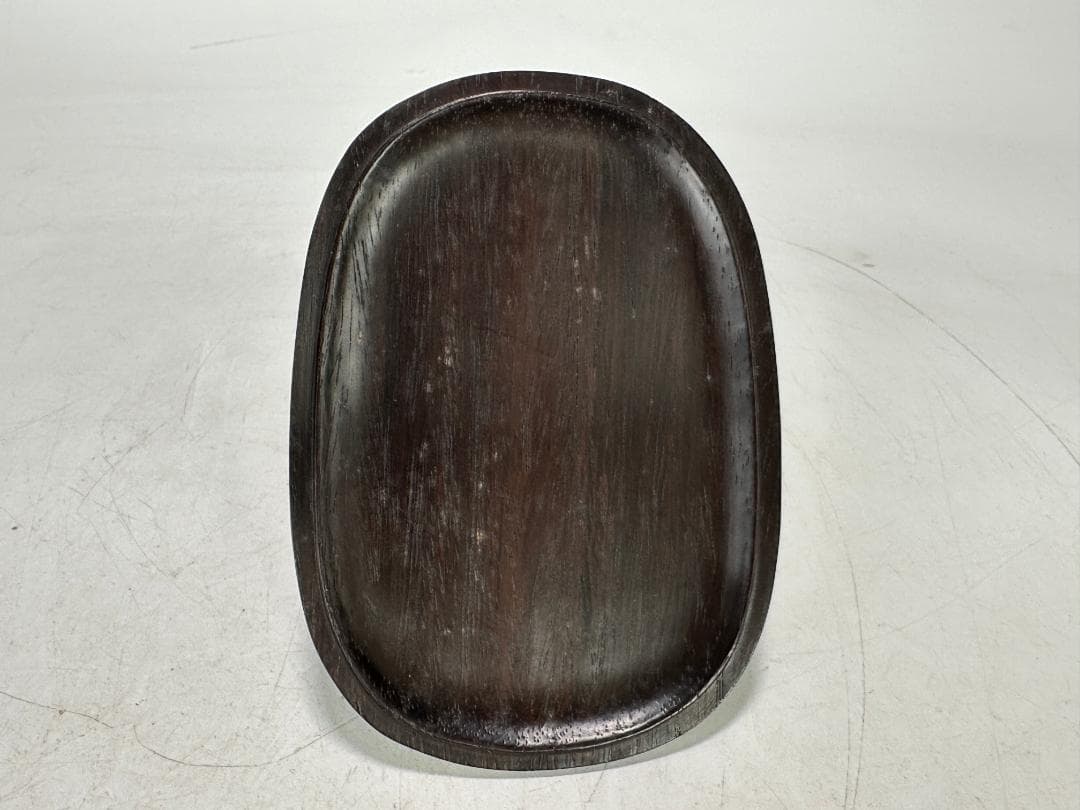 日本美術　書道具　文房具　雨硯　十一代　静軒作　唐木蓋付　雨端硯　共箱　和硯