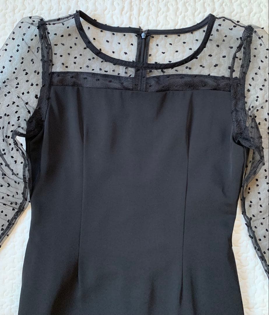 niana ドットチュール切替ワンピース S 黒 2WAY仕様 パーティー結婚式