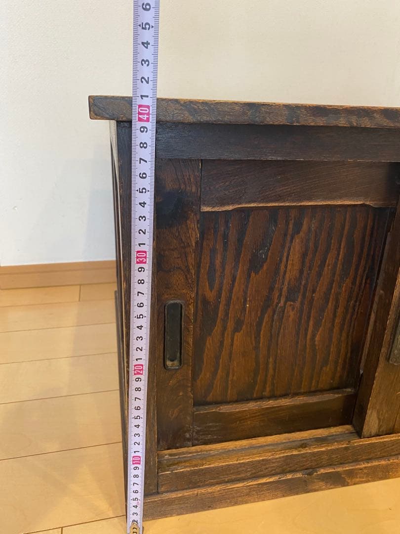 木製引き戸収納キャビネット 引き出し2つ 引き出し キャビネット