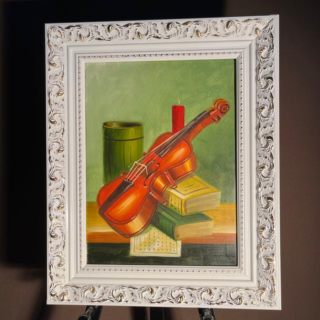油絵？アンティーク絵画ヴァイオリン