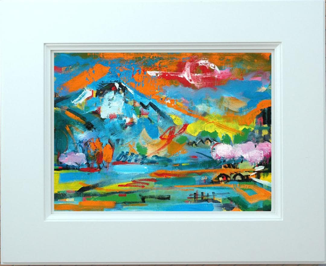 油絵 菅家令子 絵 絵画インテリア額付(黒) uF6-063203田園風景朝夕陽