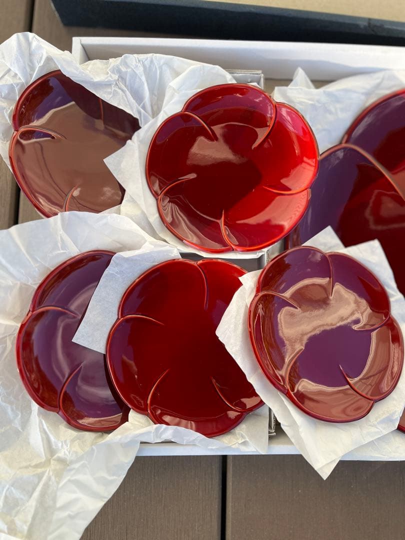 飛騨の塗り物 春慶塗 梅型 銘々皿 大皿小皿6点セット!!新生活にオススメ